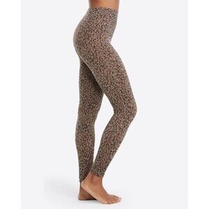 Spanx Look At Me Now Seamless Leggings Leopard Print Size Medium Animal Brown